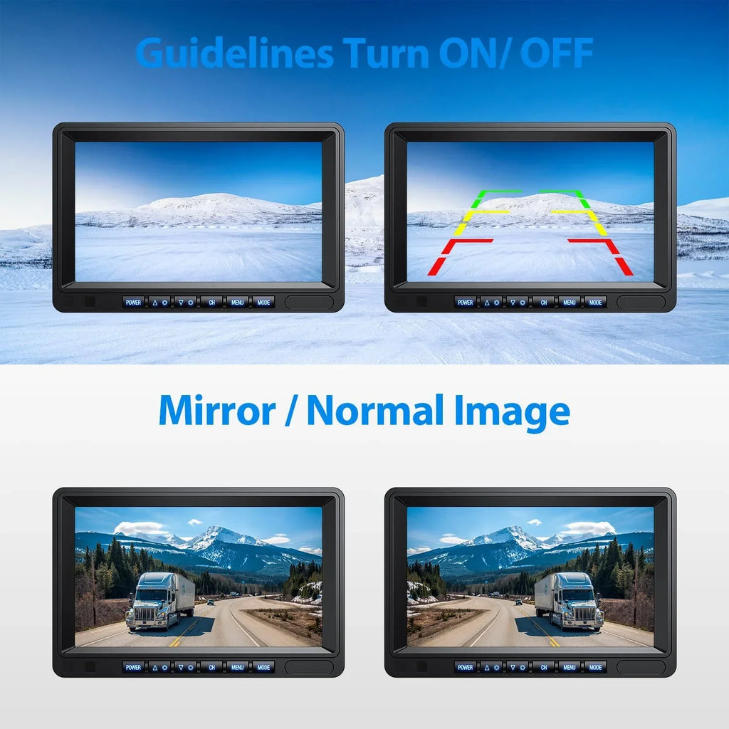 Button Camera View Night Systems, Camera Monitor, 1080P Rear Moistureproof IP69 Split for Clear Reverse Touch Kit Backup 7'' Vision /Trailer/Semi-Truck/Camper-BY702A Wired