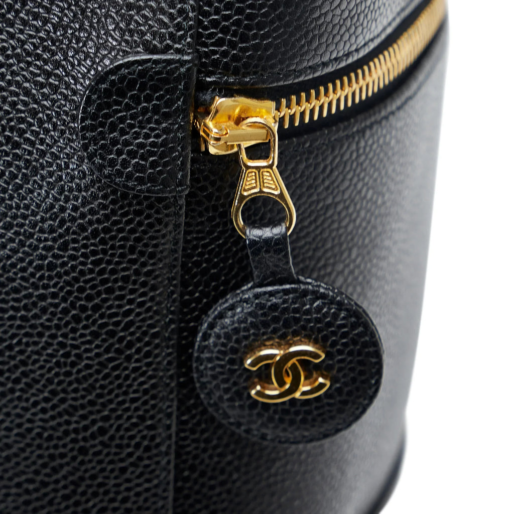 Bag Pre-Owned Caviar Unisex Vanity Leather (Good) Black Chanel Authenticated