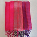 Shawl Vegan Pink/Purple Tricolor Thick Silk - Striped