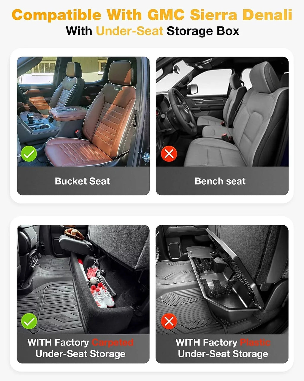 (Don't Mats Carpeted Chevrolet Chevrolet &2020-2024 Silverado/ Crew Storage 3W 2500 Double Factory Cab 2019-2023 /3500HD Sierra Sierra Fit Cab), 1500 For for Silverado/ Floor & with