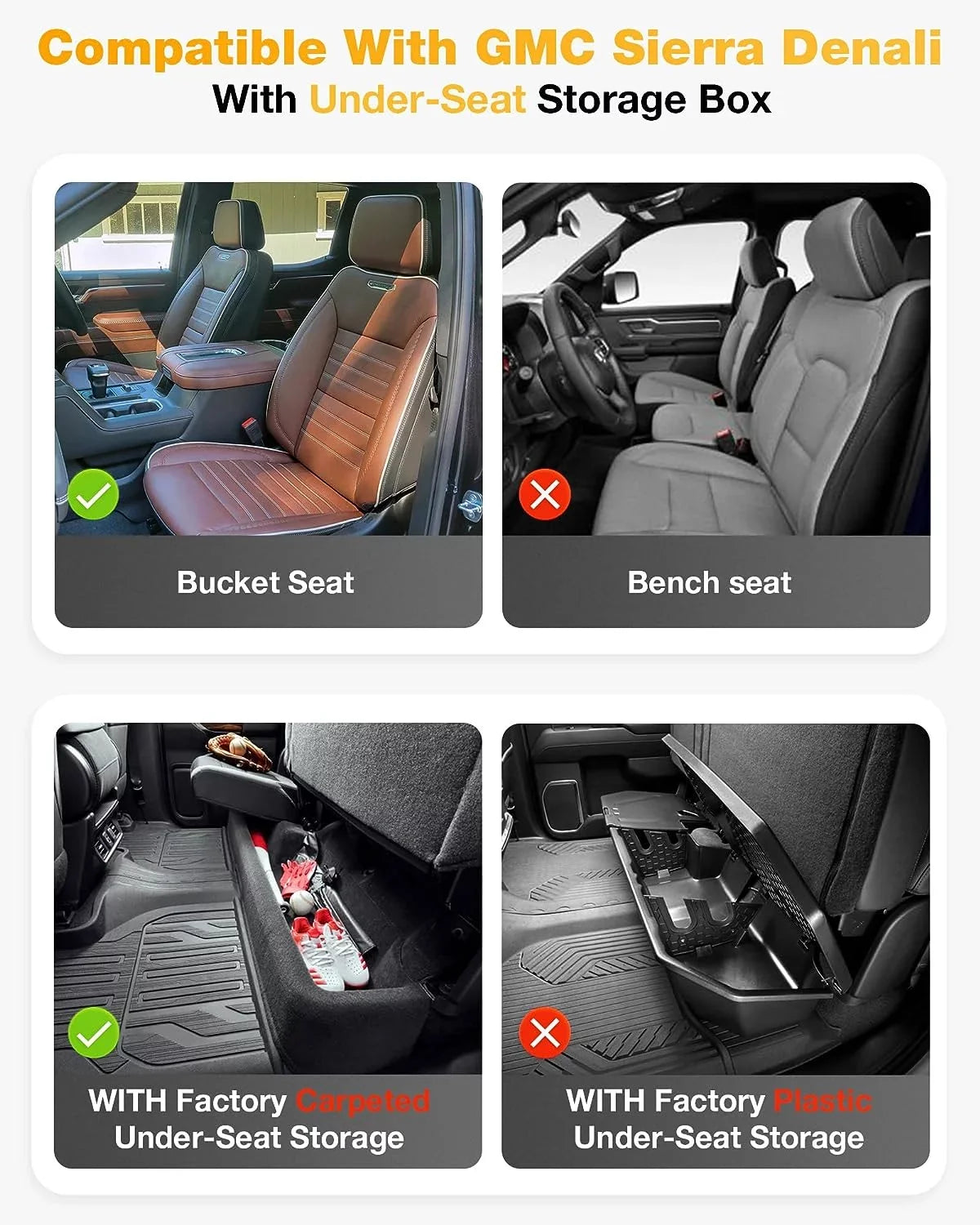 (Don't Mats Carpeted Chevrolet Chevrolet &2020-2024 Silverado/ Crew Storage 3W 2500 Double Factory Cab 2019-2023 /3500HD Sierra Sierra Fit Cab), 1500 For for Silverado/ Floor & with