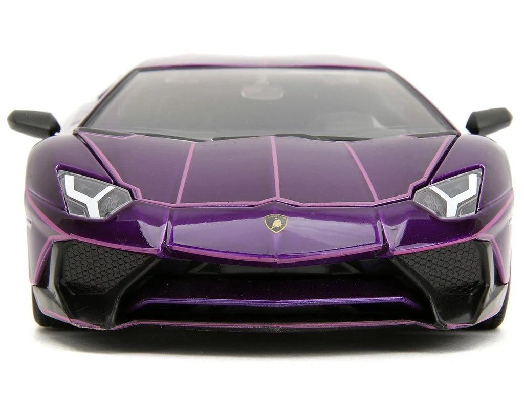 Jada Aventador Pink Series 1/24 Candy Lamborghini Diecast by with Graphics Slips" Model "Pink Car Purple