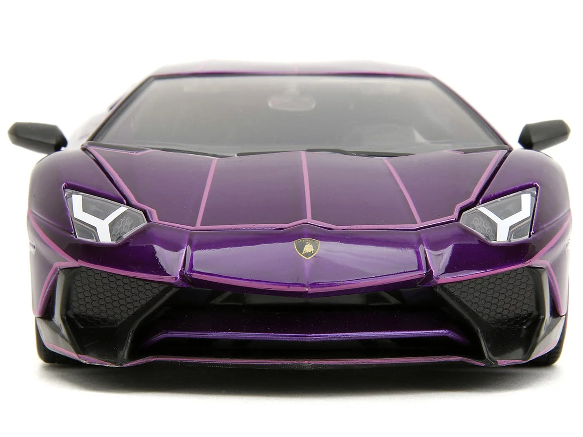 Jada Aventador Pink Series 1/24 Candy Lamborghini Diecast by with Graphics Slips" Model "Pink Car Purple