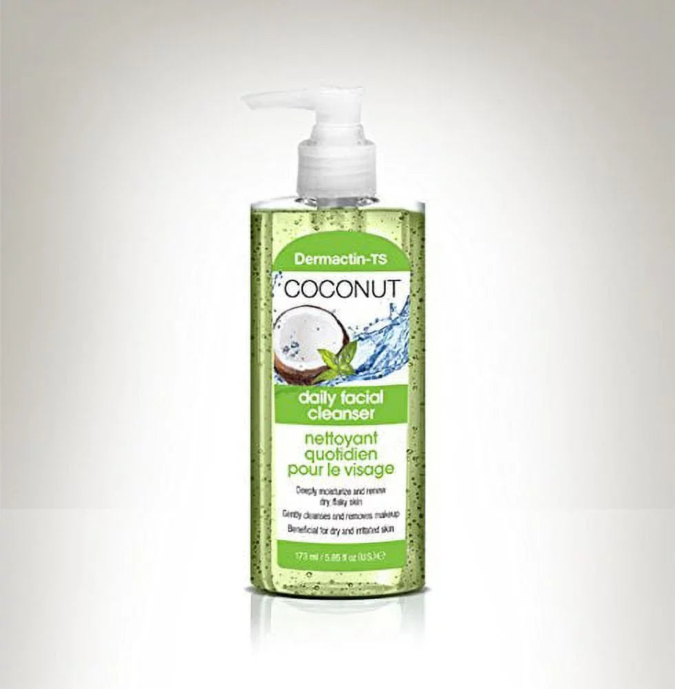 & Irritated for & Dermactin- - Flaky (3 oz. Makeup, Skin Renews Coconut Cleanser ) Skin, Removes Gently Cleanses Facial Dry, 5.85 Deeply Moisturizes,