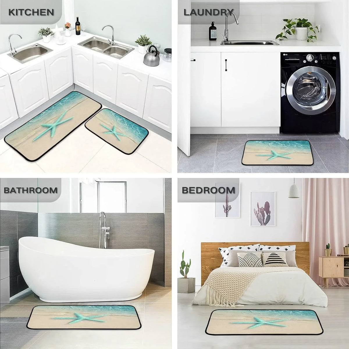Perfect Kitchen 20x28inches Wave Home and Bedroom Washable + Living Ocean Gift Entryway Carpet Moisture Mats 20x47inches Floor Room Rug Runner for Rugs Starfish Beach Sea Area Decor