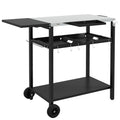 & & Tabletop, Shelf, Wheels, Bag Jars, with Outdoor Serving Hooks, Patio with Tiers Garbage with Island Cart 2 Spice Kitchen Seasoning Plates Stainless Towel Black & Bar Cart Holder, Steel