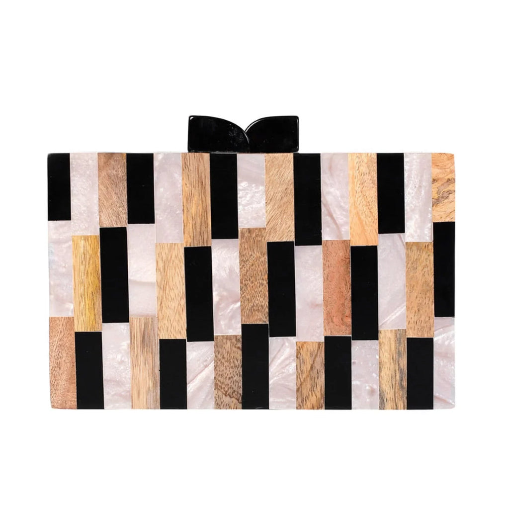 Acrylic Women Craft Bag India Wooden Inlay Clutch for Different