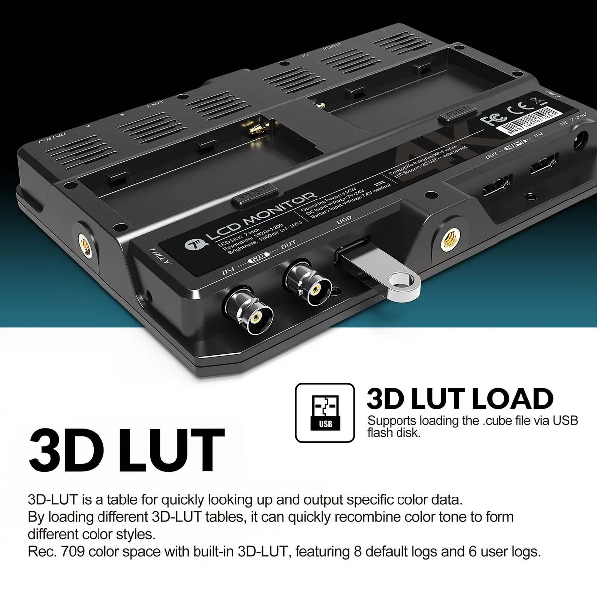 Brightness 4K with Sunlight 3D Camera Input for Functions 7 3G Taking 4K Inch Full On Support Monitor H7S Creatin Ultra Resolution Viewable 1800nit Output Photos