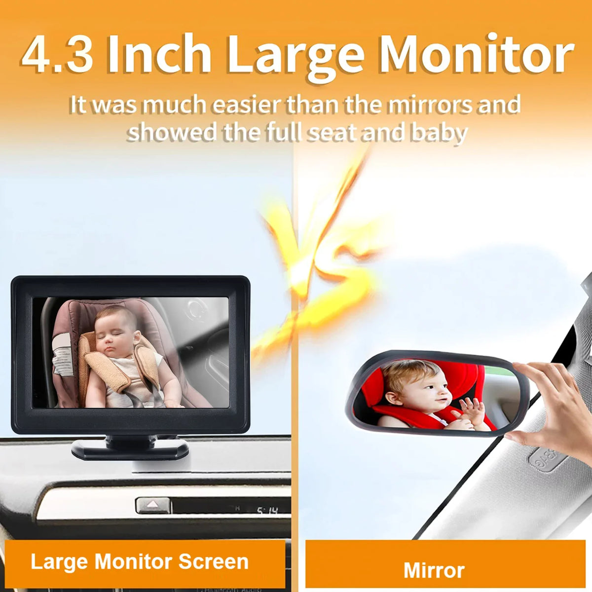 for 1080P Display Easy View Car Mirror Mirror 150° Car Car Rear Installation 4.3 Seat Inch Wide Arealer Facing Monitor Monitor Seat
