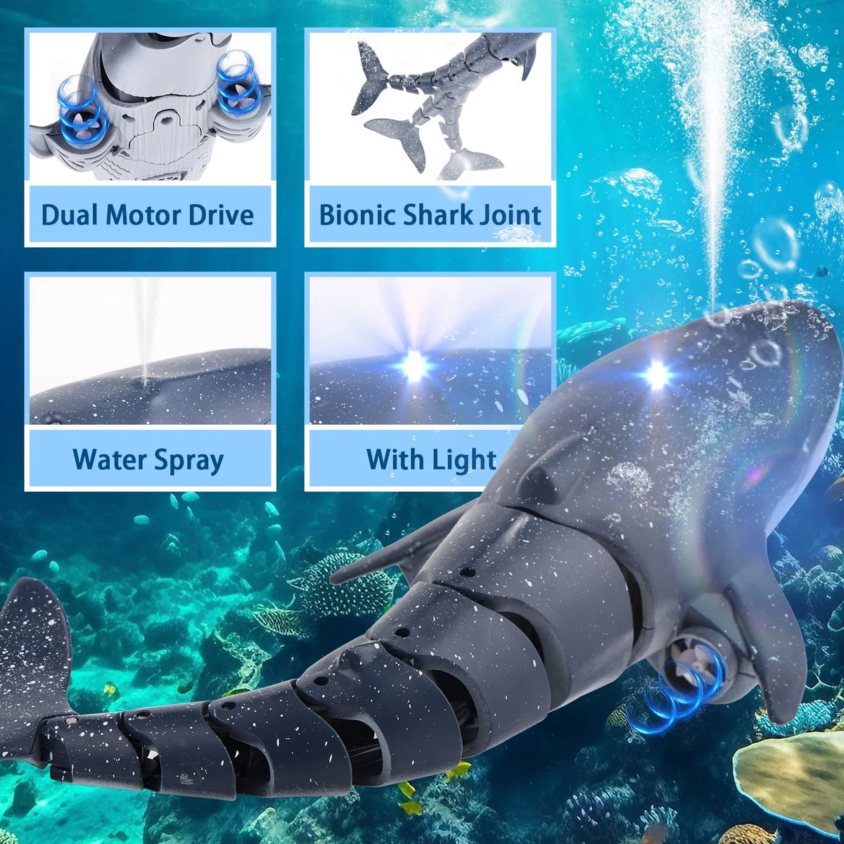 Shark Remote Vessel Toy Kids, Toys, Swimming Pool Toys, Pool Moisture Whale Vessel Control Ant for Toys Class Spray for Boys Diving Girls, for