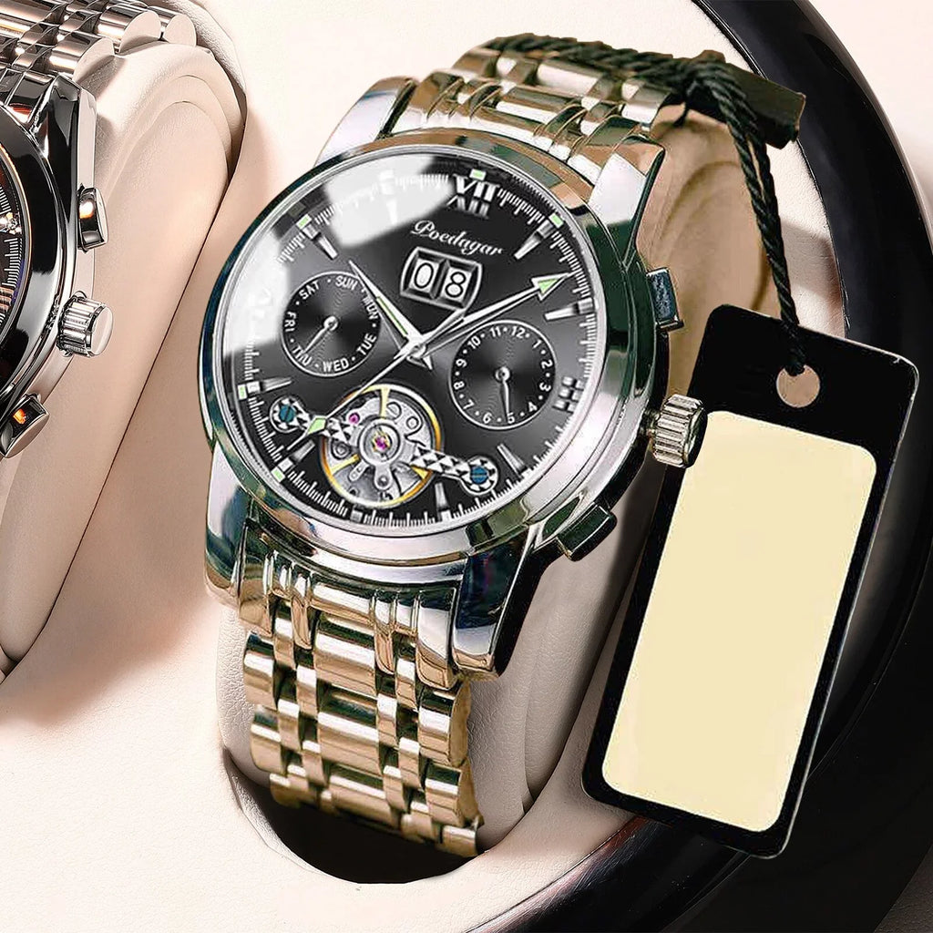 Men Brand Clock Genuine Automatic New Sports Men Leather Watches Top Chronograph Mechanical Luxury Wristwatch