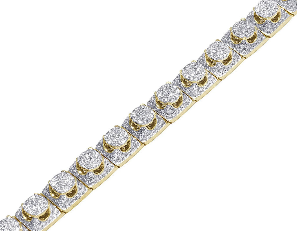 8MM 6.6 Yellow Men's 10K Diamond 8.5" Bracelet Gold Cluster