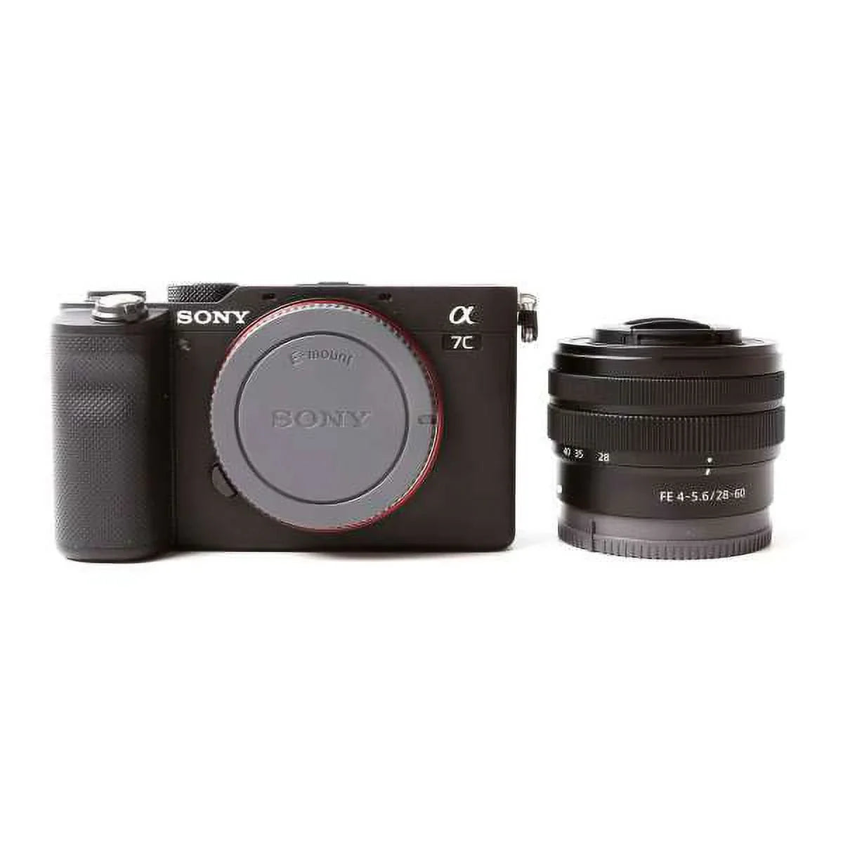 (Black) + with 28-60mm Bundle Alpha Lens Sony Camera + Flash 64GB Mirrorless a7C