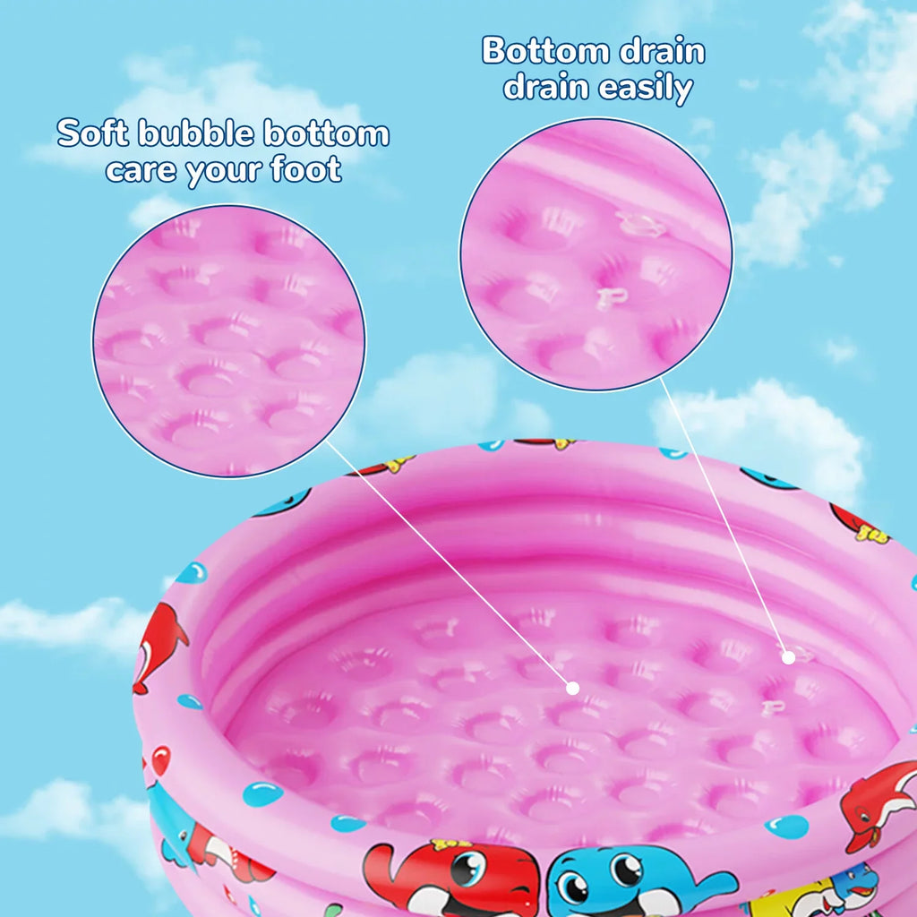 Inflatable Swimming for Kids, Center Kiddie for inflatable Kids/Girls/Boys,Pink Indoor&Outdoor Ring 3 Play Pool Pool Portable Moisture Baby Toddler 47"x12" Pools, Round Swimming Game Paddling