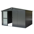Door for Bike, 8', Lockable Storage Outdoor Can, Backyard, Garden Galvanized Storage with Lawn Outdoor Patio, Cabinet Tools, 10'x Shed Shed Metal Trash Steel for (10x8ft, Black)