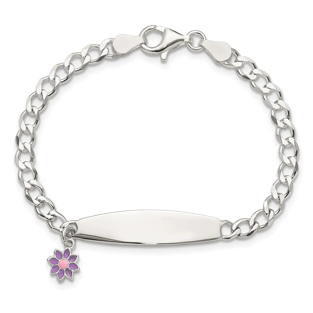 925 Enameled Flower Women Polished Sterling Bracelet Auriga Silver 6inch for