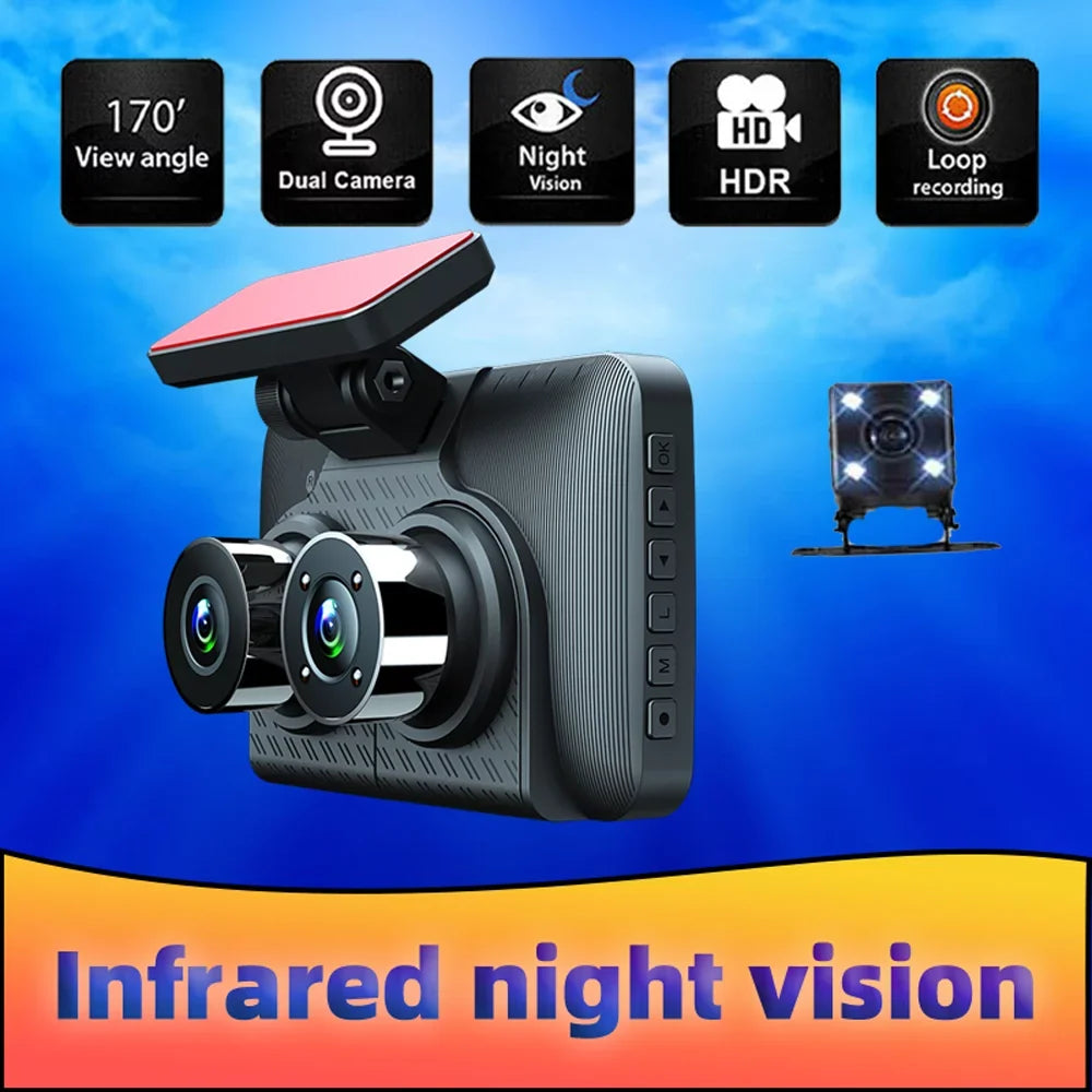 Mirror, Wide Safety Clear Camera Cam, ammoon Rearview Recorder, Angle 3 Car Auto Cameras Driving Recorder Car Dash