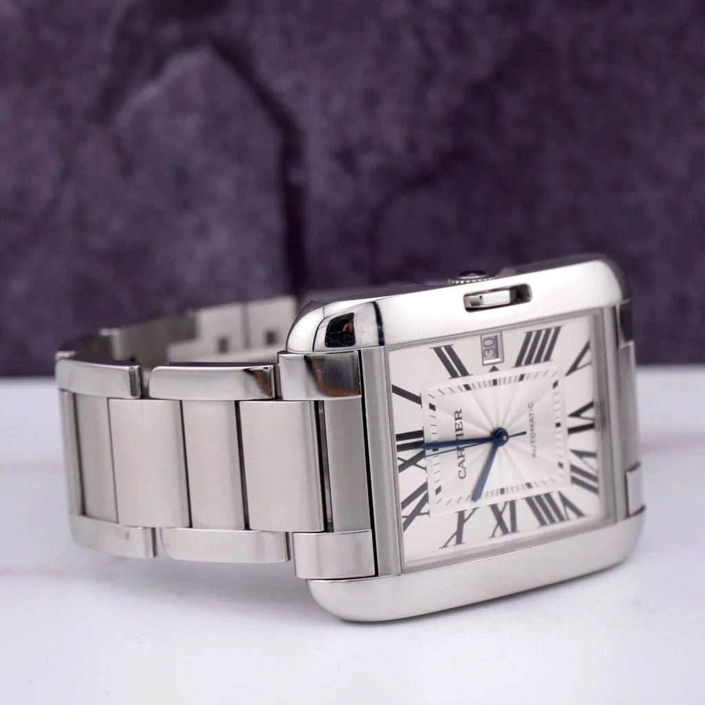 Stainless Anglaise Watch Tank by 37mm Silver Cartier 49mm 3507 Steel Mens Dial