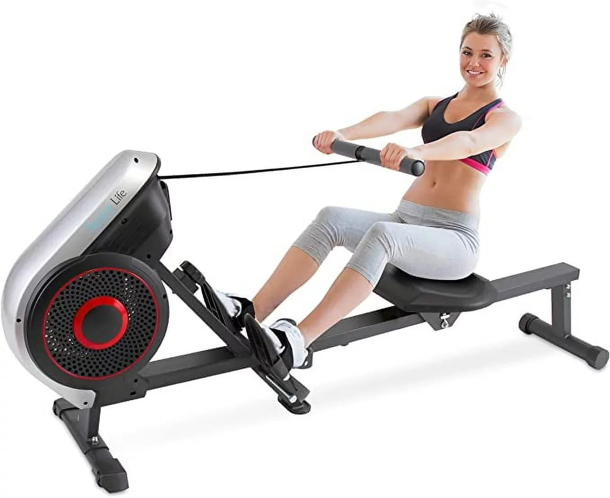 Machine Machine SereneLife Air Machine Exercise Selectable Resistance Magnetic Rowing for and Gym, Levels Rowing Rowing (8) (Black)
