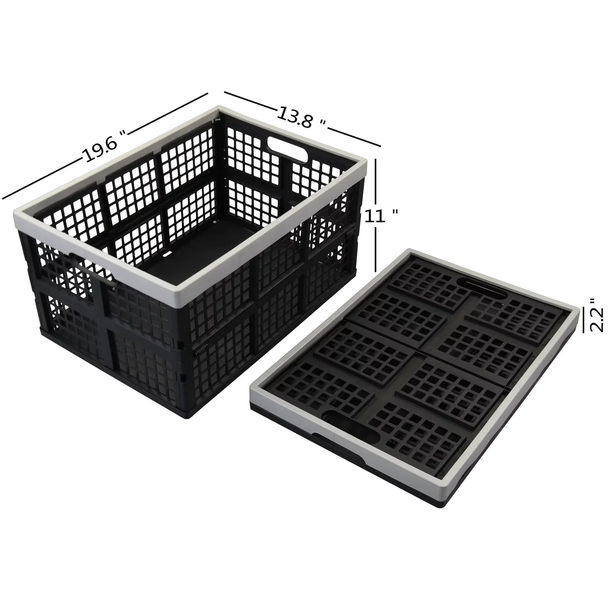 4 Baskets 42 Stackable Storage Folding Crate, Quart Collapsible Plastic Bin Packs Yuright