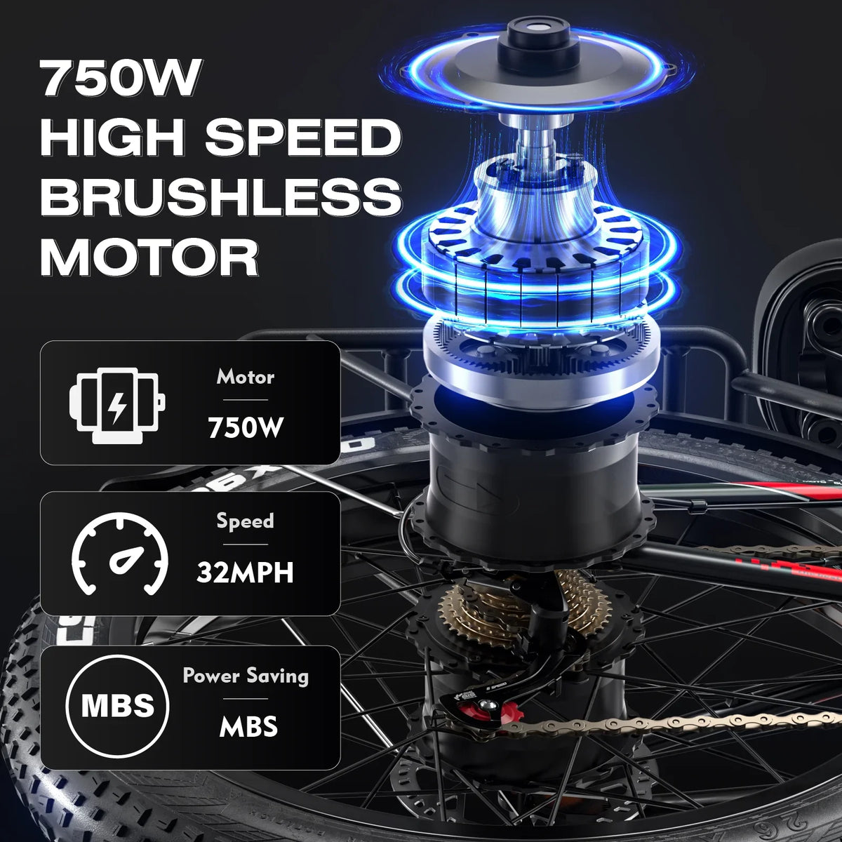 bike mountain motor, double 52V 26*4 double absorbers, bike, shock 7-speed fat 750W electric battery, Adult inch tire electric 19Ah bike snow beach electric brakes,