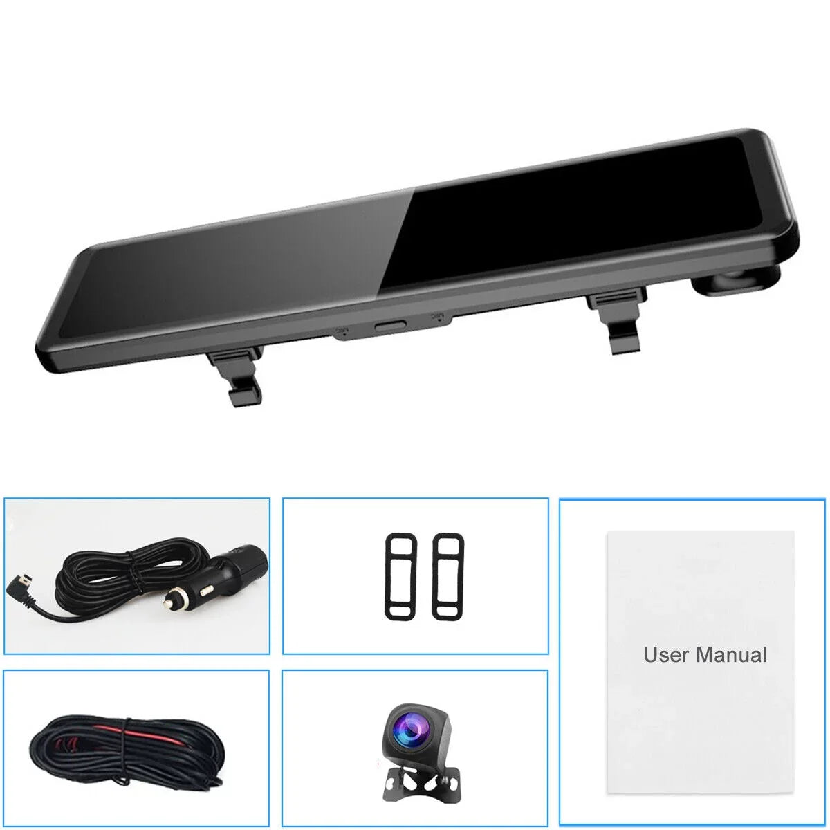 Full Angle, Camera Backup Night Camera Screen Touch Dash Mirror Cam View Parking and Starlight 170° Wide Car Camera Moistureproof Front Monitor 12" 4K Large Backup Rear Vision,