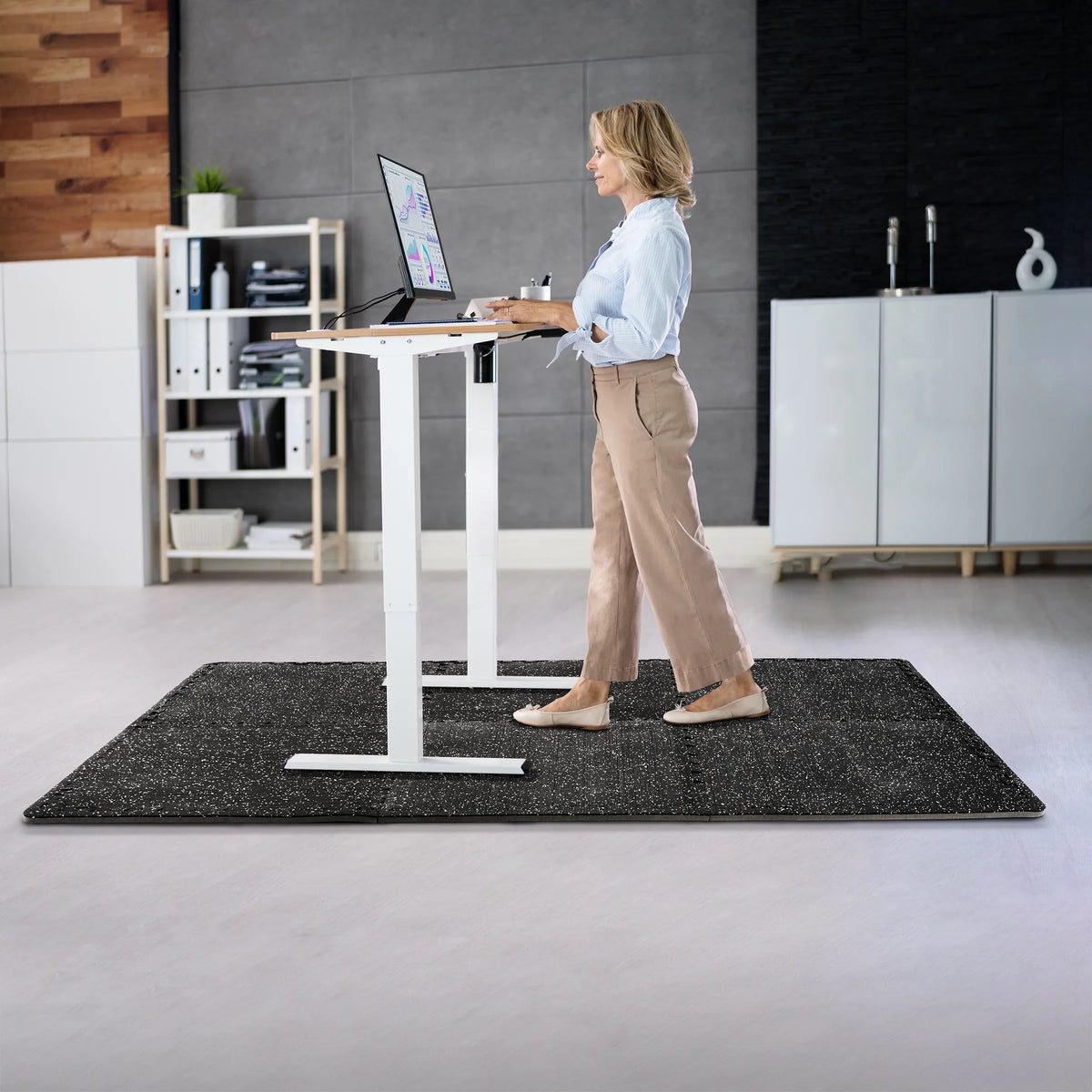 Gym Rubber Floor - 12 Density Thick Top Fitness Home Flooring High Mat Interlocking 1/2" Gym Sivan for Gym Foam