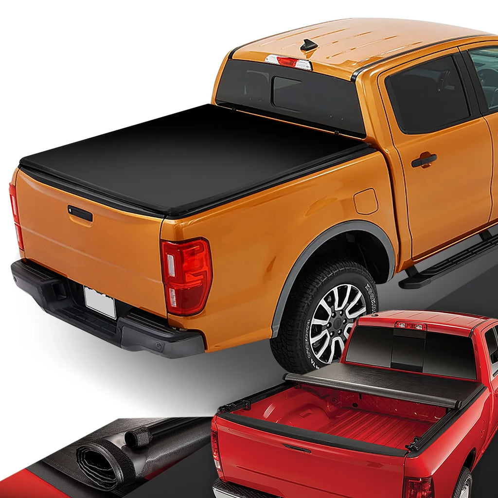 2019 Matte For Vinyl Black 2021 --090 to Roll-up Bed 20 Ford Motoring 5Ft Tonneau Shield Truck Top Ranger Soft Short