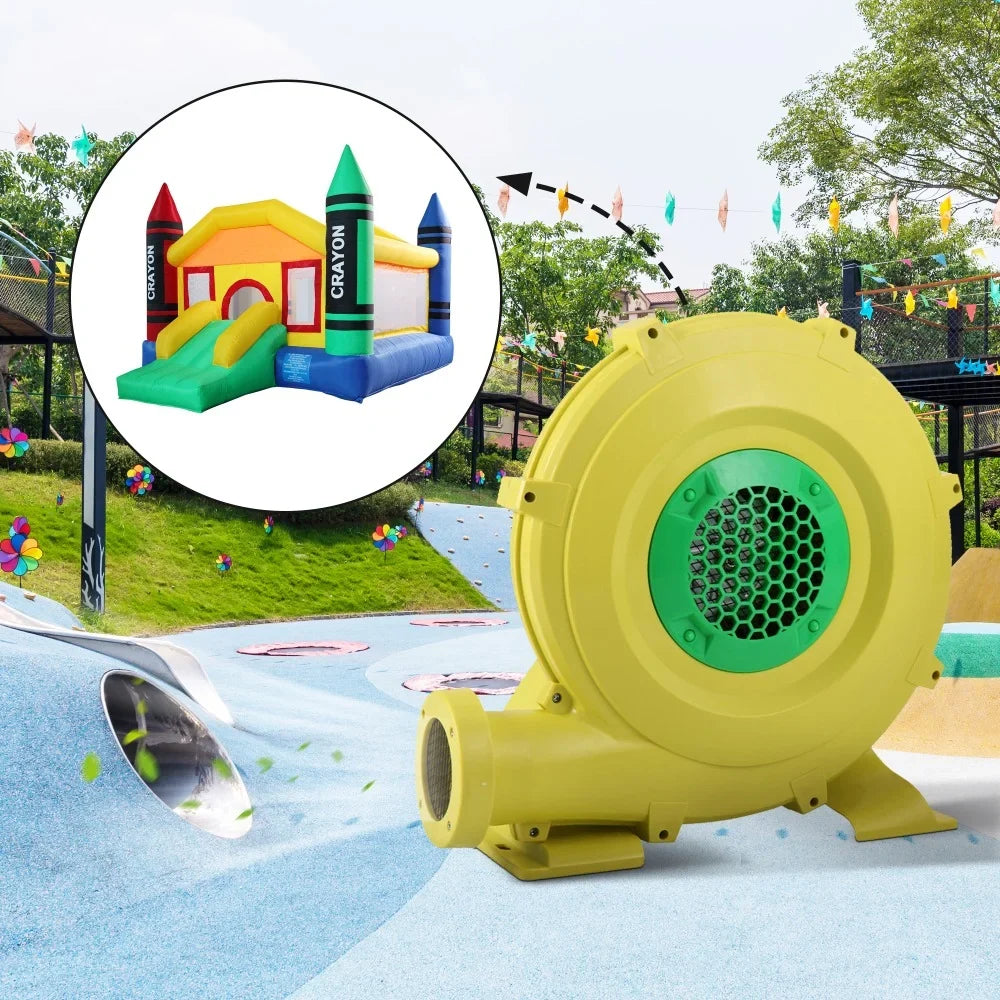 Outdoor Green for Slides, 450W Yellow Bounce Air - Safe, Moisture Fan Pump Castle, and Portable Blower, Inflatable Indoor