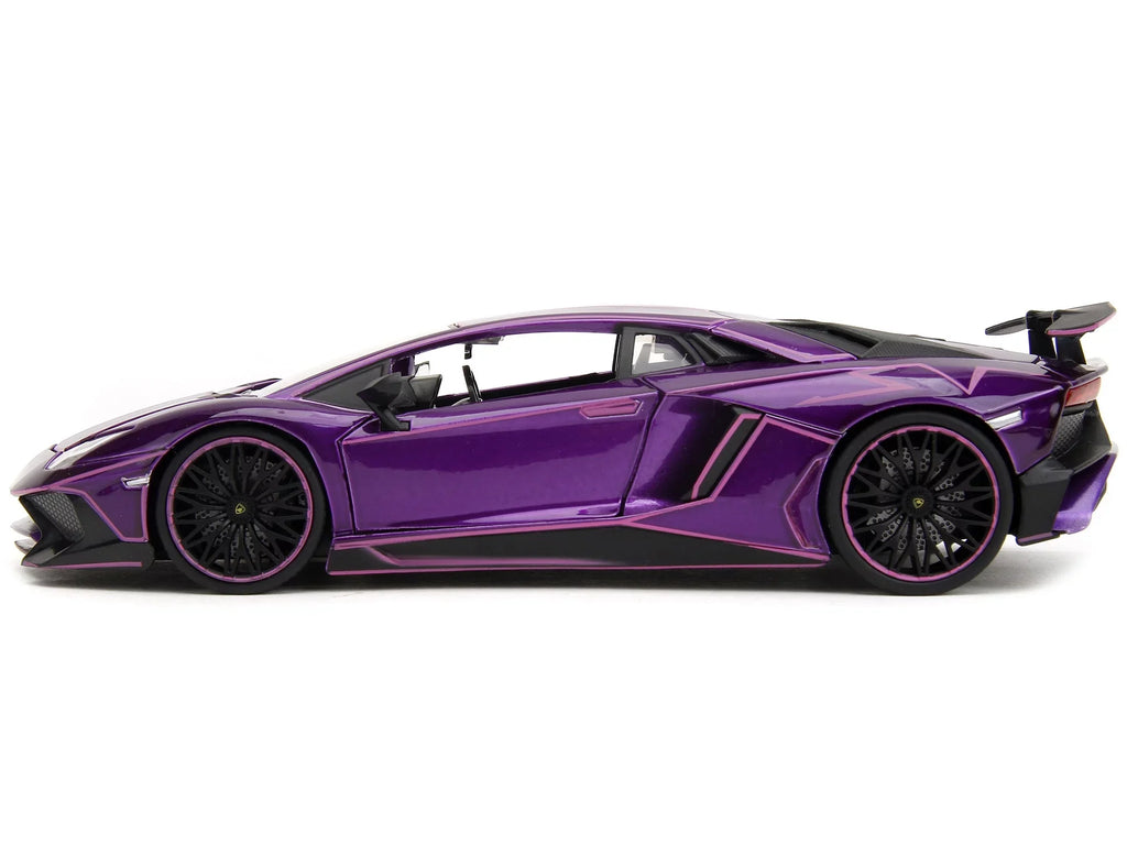 Jada Aventador Pink Series 1/24 Candy Lamborghini Diecast by with Graphics Slips" Model "Pink Car Purple