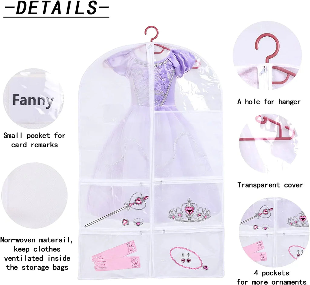 3 Ballet Garment Costumes, Competitions Bags Multiple Dress, Girls Pack Hanging Dance Dance Organize Kids Clear Garment for with Bags Recitals, Storage Dance Pockets, Costume Dance Bag