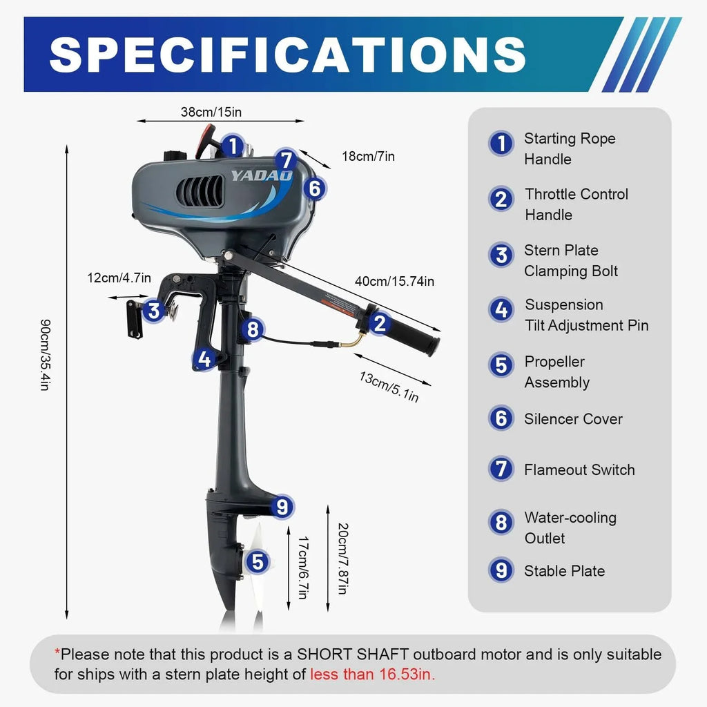 Duty Engine 3.5HP Engine Vessel Heavy Motor System Outboard Stroke Cooling Moisture 2
