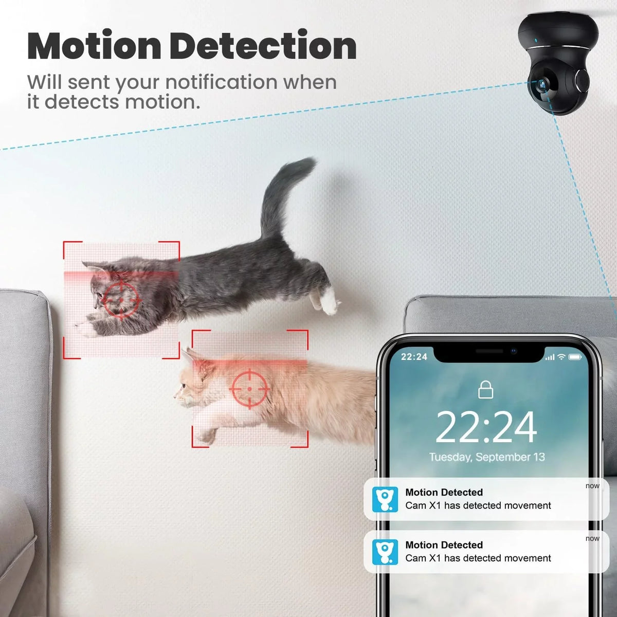 Pan/Tilt Indoor with Litokam Security Security Cameras Detection, 360 Pet Indoor Motion 2K for Home Camera, Camera