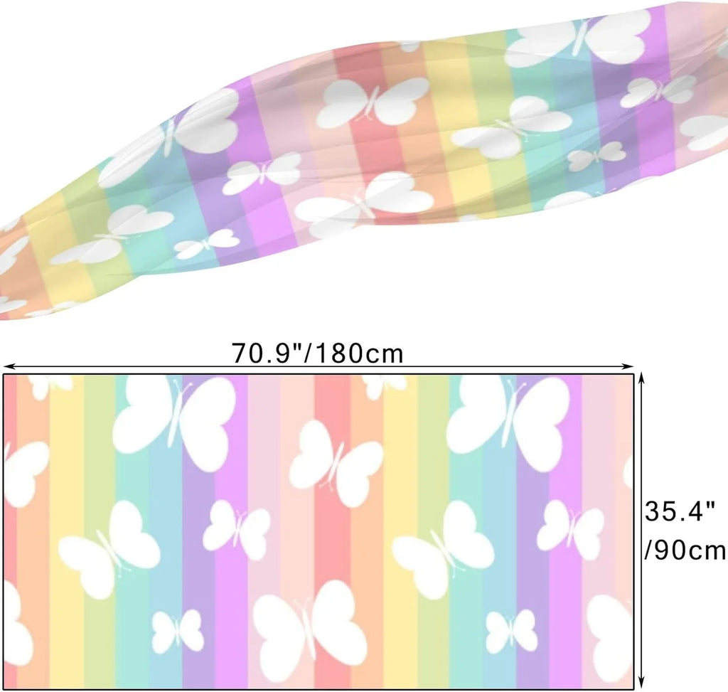 Rainbow On for Silk Butterflies Hyjoy Scarves Women Girls Wrap Long Lightweight Scarf Stripes Shawl Neck
