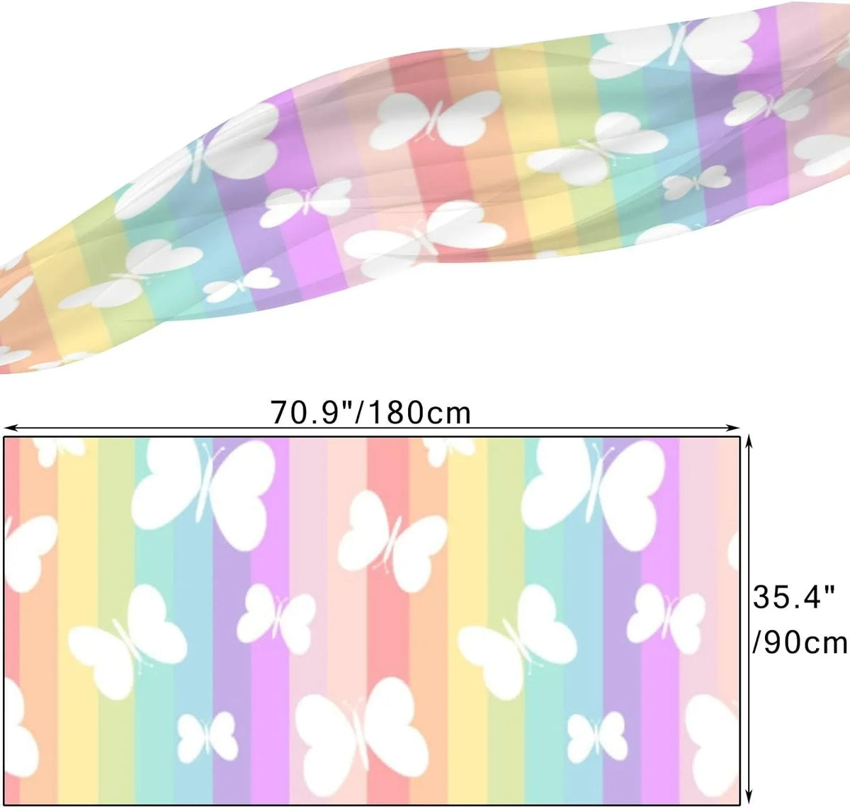 Rainbow On for Silk Butterflies Hyjoy Scarves Women Girls Wrap Long Lightweight Scarf Stripes Shawl Neck