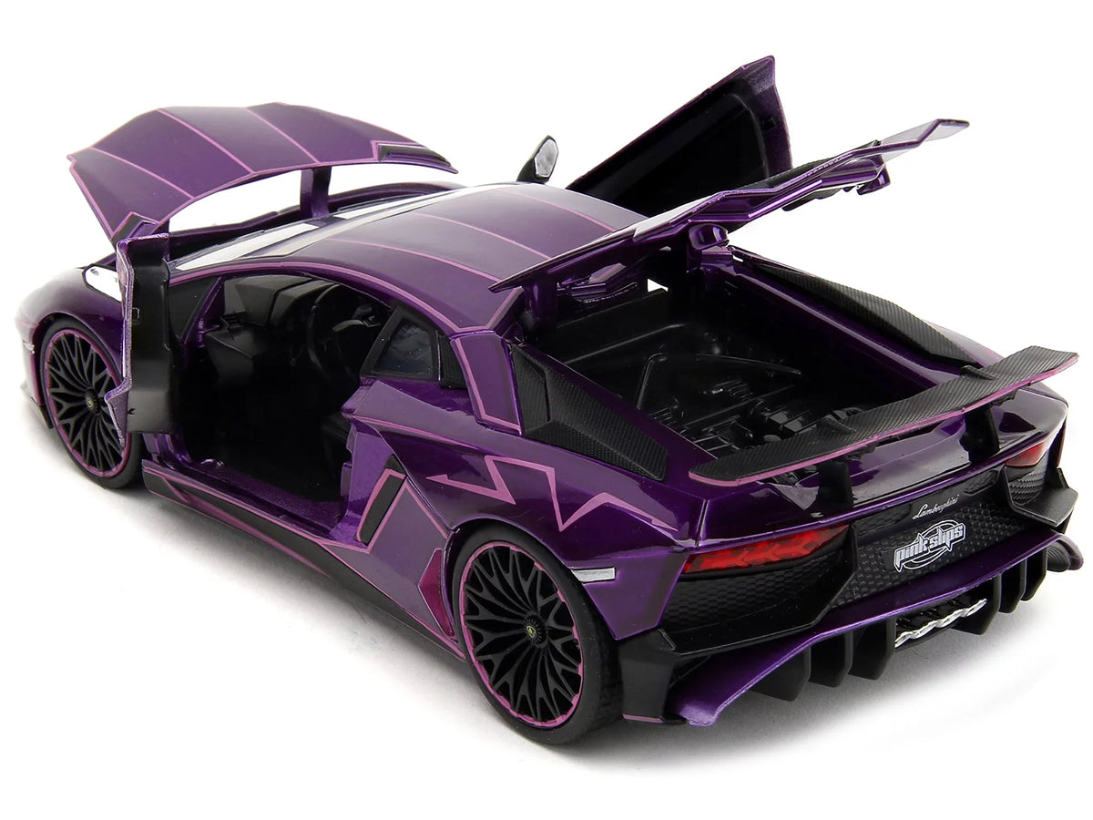 Jada Aventador Pink Series 1/24 Candy Lamborghini Diecast by with Graphics Slips" Model "Pink Car Purple