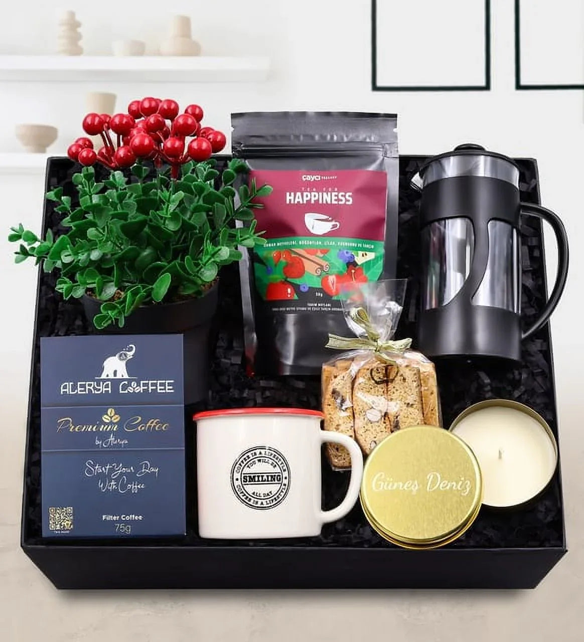 & Personalized Press Red Gold Metal Candle Forest & Cup Kokina & French & Gift Flower Teashop Cookie Tea Almond Vintage Filter & Premium Alerya Artificial & Fruit Black Set Coffee Boxed