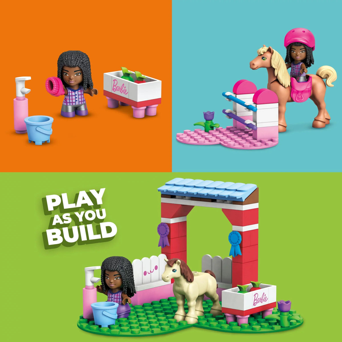 1 Horse Jumping with Micro-Doll Kit Barbie Horses Toy and Pieces) (73 Building