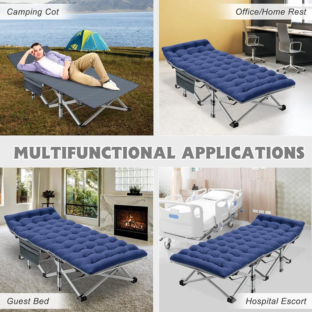 Cots - Adults Oxford Layer, Bed, with Folding and Camping Cot Carry Outdoor Bag Heavy Mat 1200D Camp for Duty Travel