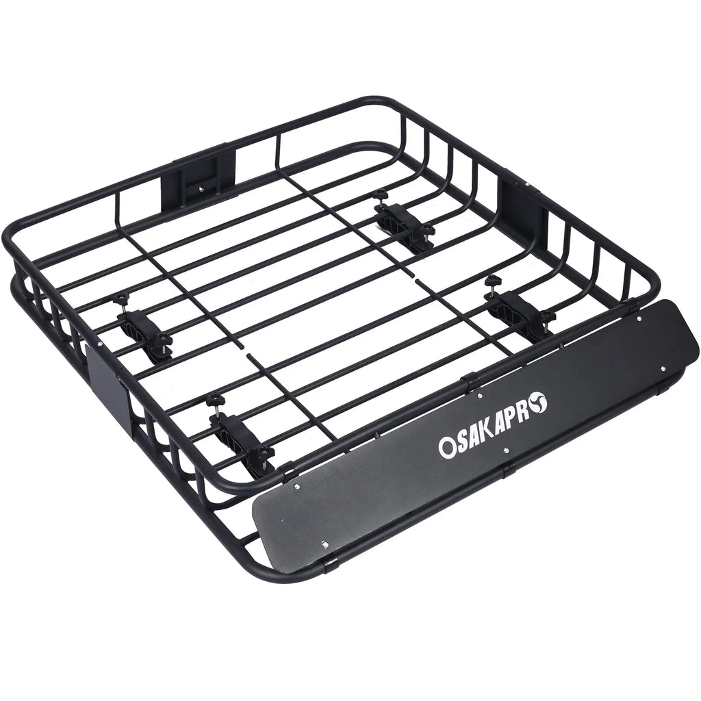 Black Steel Roof Mount Steel Carrier Rooftop Top Cargo 43" Basket Universal Fit Climaticproof Heavy-Duty Rack -