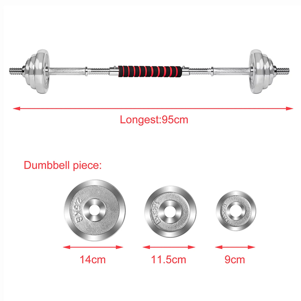 Dumbbell Bodybuilding Fitness for Weight Training Set Lifting 30KG Adjustable Bar Weights