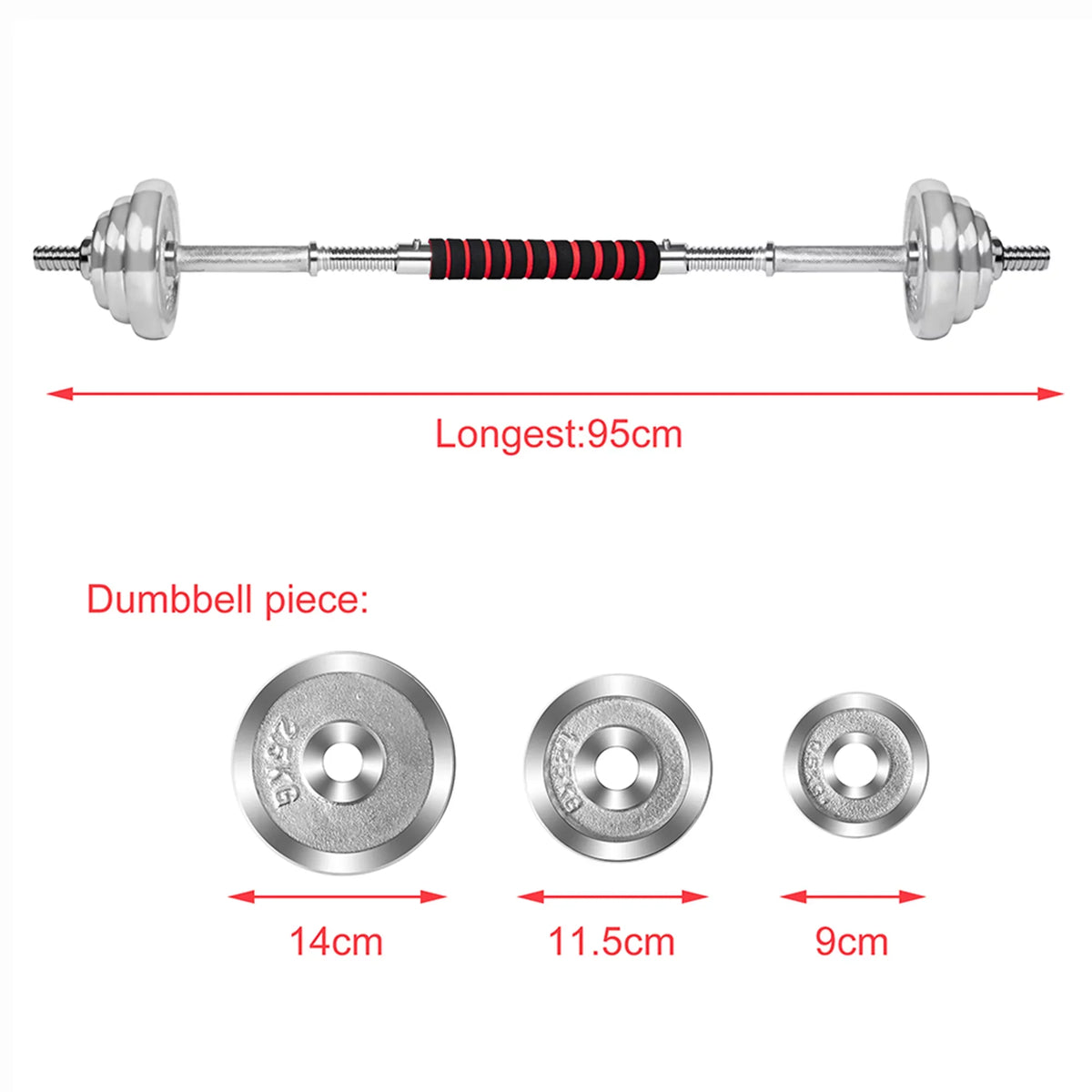 Dumbbell Bodybuilding Fitness for Weight Training Set Lifting 30KG Adjustable Bar Weights