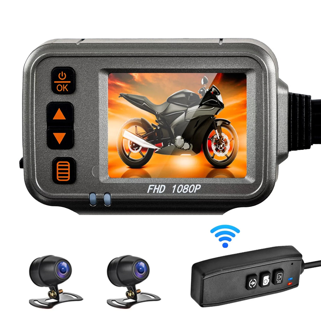 Body Timed Flameout Monitoring, Full Cam,WiFi Night Camera After Moistureproof card With Vision Motorcycle Dash Angle,Parking ,120° Motorbike 1080p storage moobody Wide Dual Recording 32G