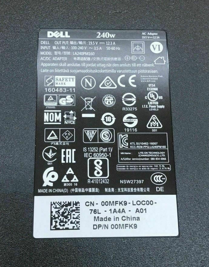 Dell Lot 12.3a R3 19.5v 17 of laptop 10 R5 charger 240W R4 Adapter