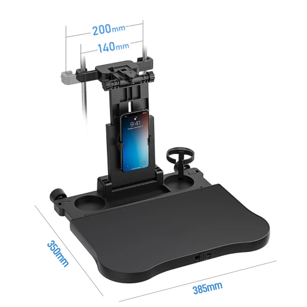Seat for Back Multifunctional Phone with Adjustable Travel Working, Carevas Foldable Tray, Holder Table Food Eating Car Car Writing, Table Car Black Seat