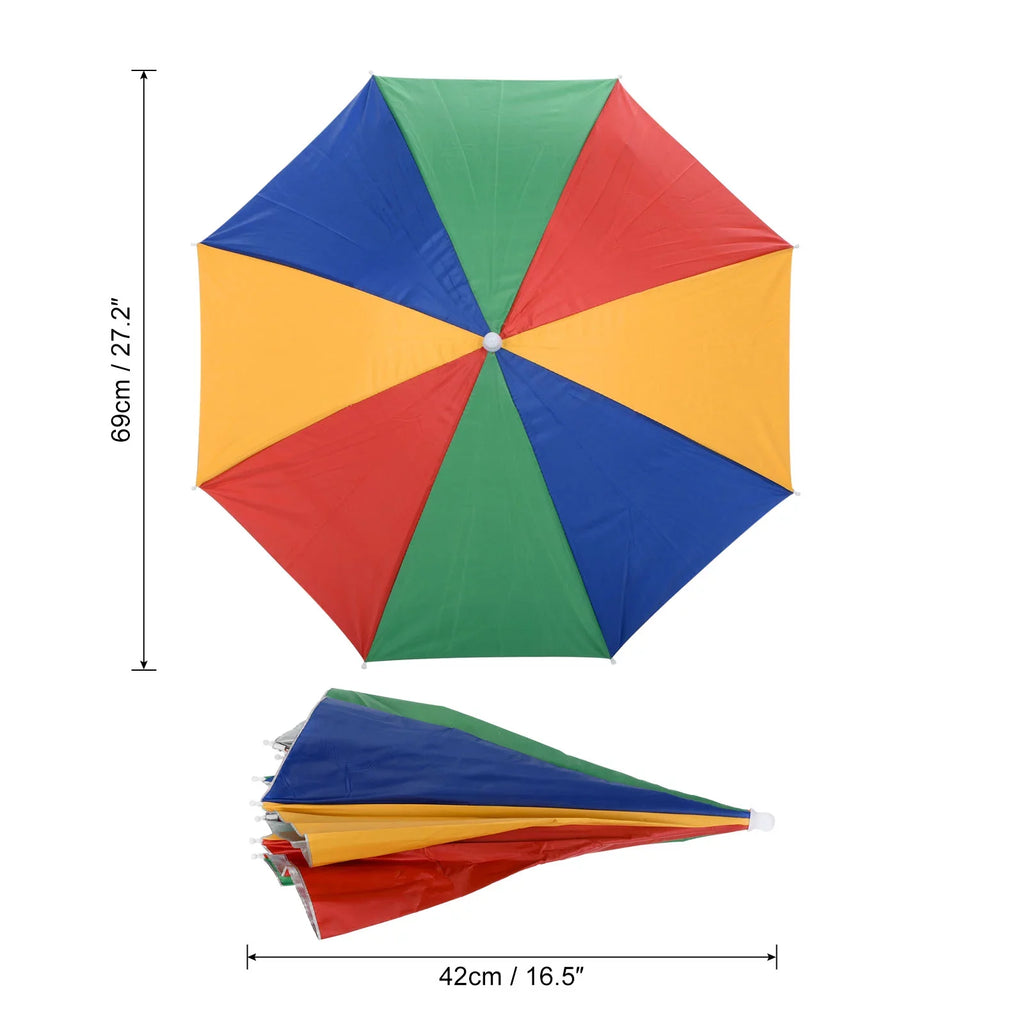 Hat, with Uxcell Rain Multicolor Fabric Folding Sun 3Pcs Head Single Layer Oxford 27.2" Cap Umbrella Strip,