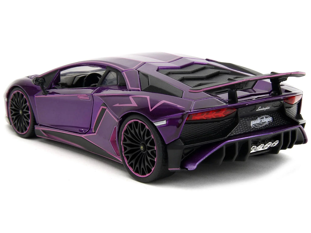 Jada Aventador Pink Series 1/24 Candy Lamborghini Diecast by with Graphics Slips" Model "Pink Car Purple