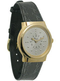 Watch Quartz Band Gold-Tone Braille Mens with Leather