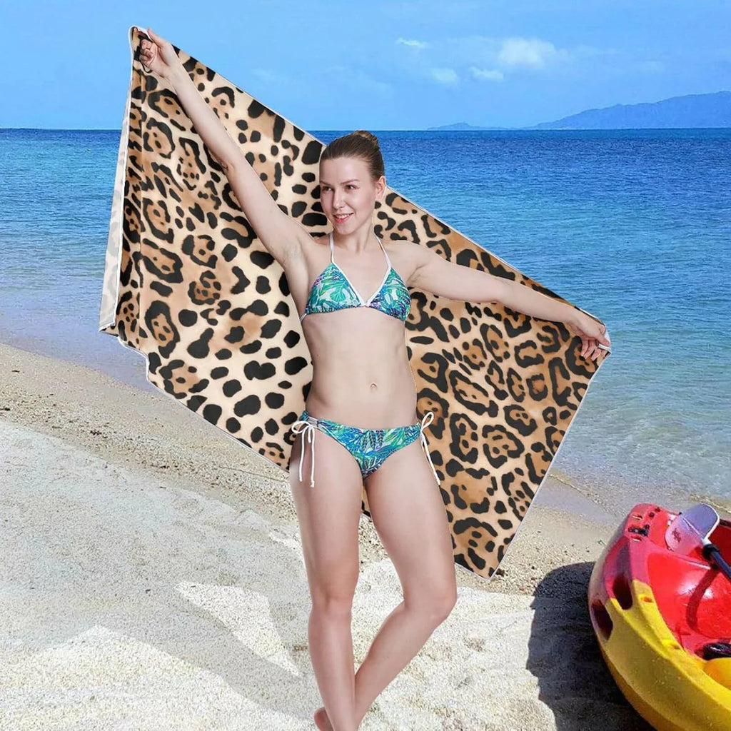 Towel Leopard Print 30”X60” Shower Thin Bestwell Microfiber Pool Towel, Towel Oversized Dry Lightweight Sand Quick Yoga Swim Blanket, Multipurpose Bath Towel Free Beach