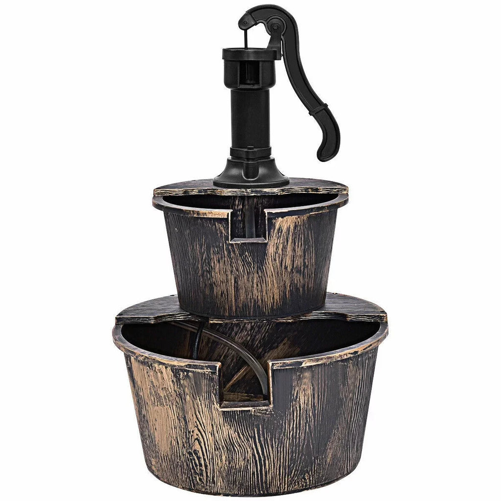 Fountain Pump Garden Barrel with | 2-Tier Outdoor Moisture Fountain Moisturefall Barrel